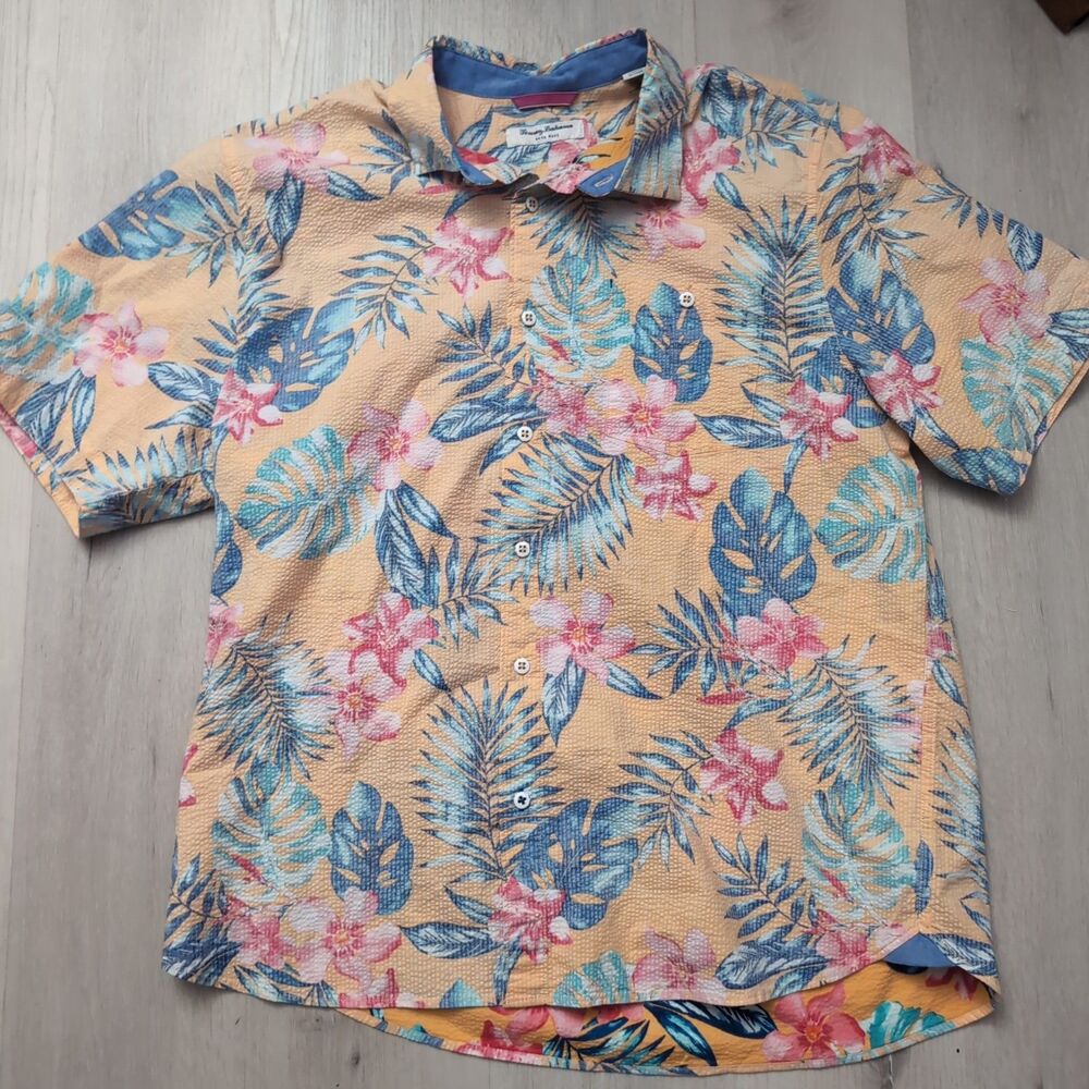 Tommy Bahama Nova Wave Button Shirt Mens XL Hawaiian Shirt Inv Print
